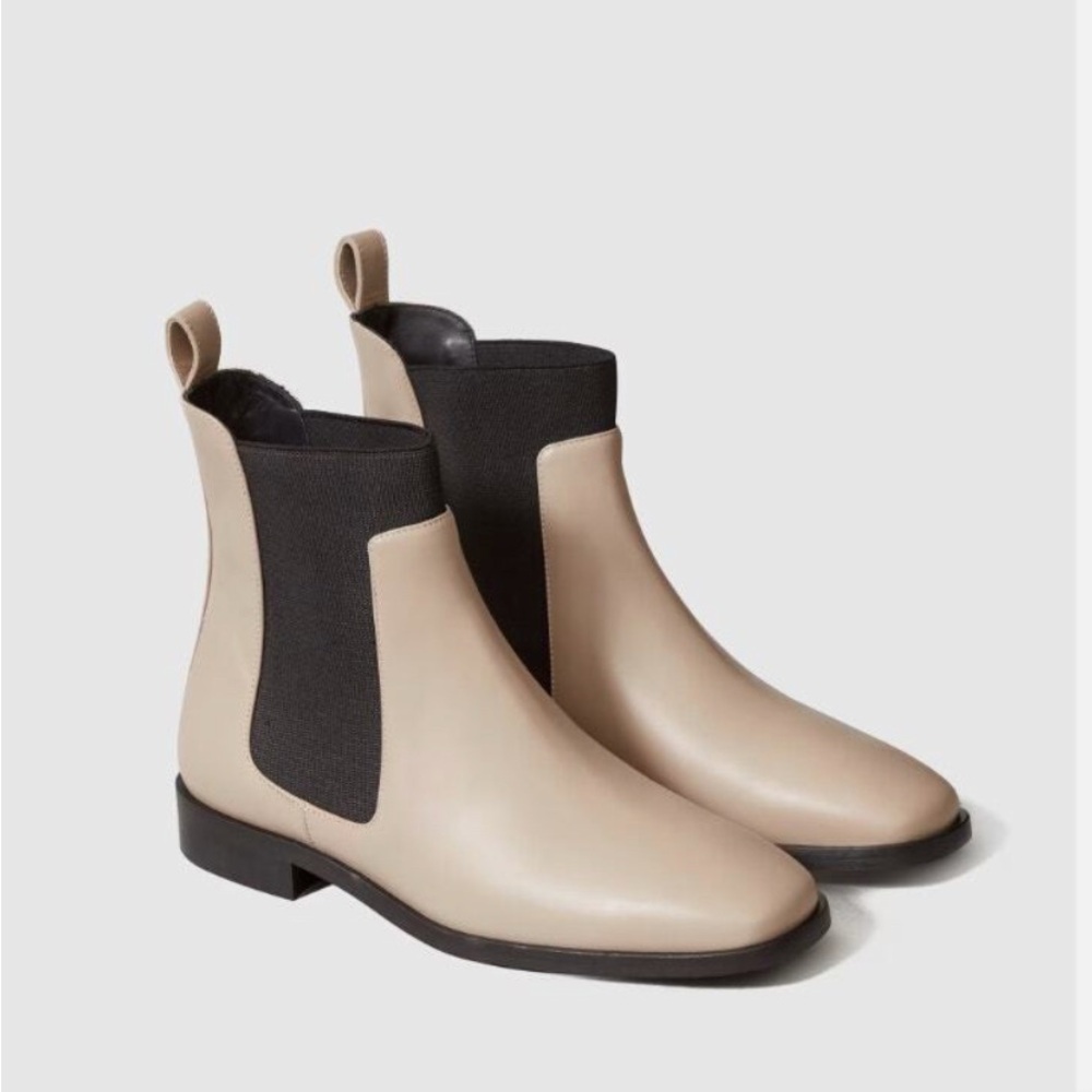 Everlane Tan and Black Ankle Boots